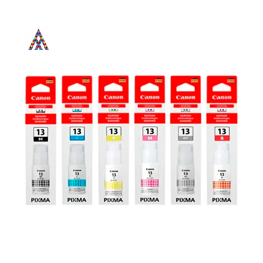 Tintas Canon 13 Originales – Individuales y Kit Completo (Negro, Gris, Rojo, Magenta, Cian y Amarillo)