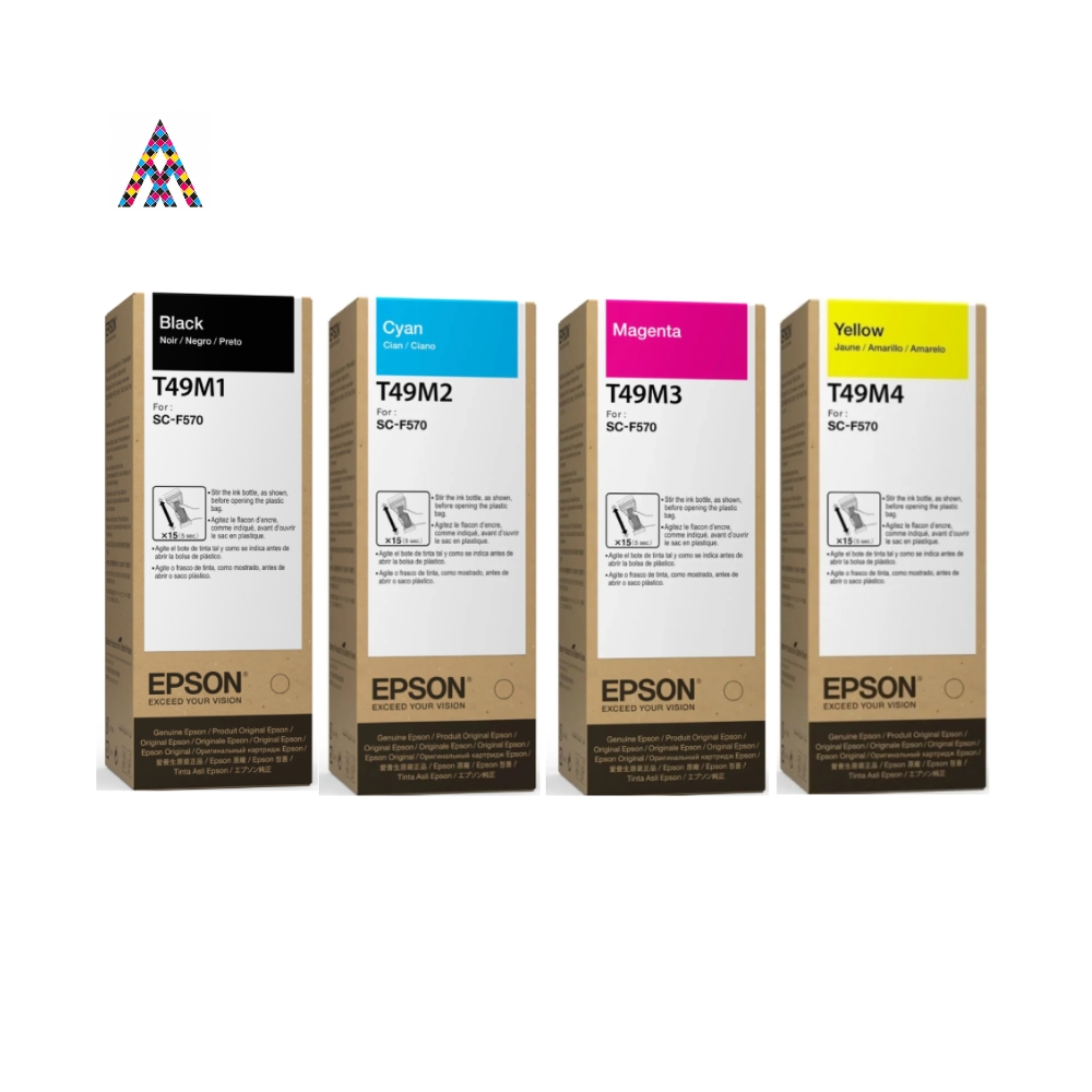 Tinta de Sublimación Epson T49M Original – Pack Completo y Botellas Individuales (Negro, Cian, Magenta, Amarillo)