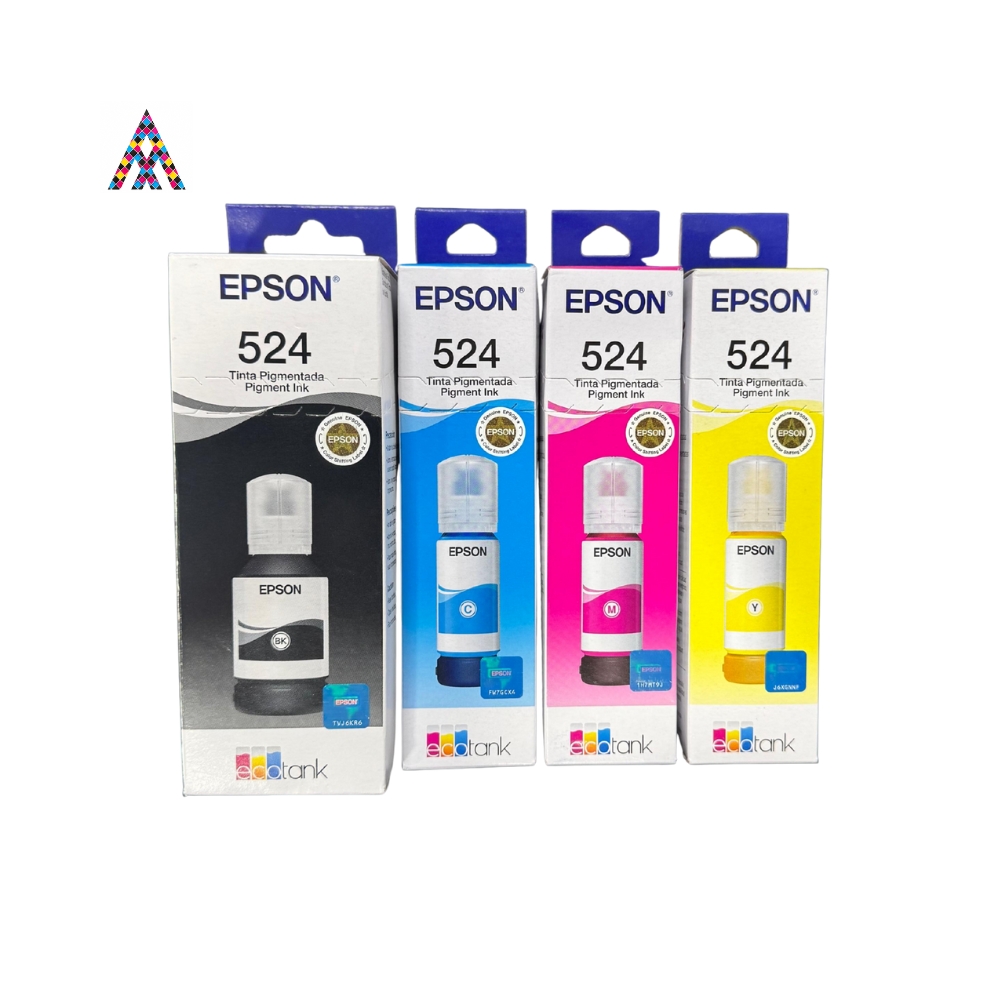 Tinta Epson 524 Original – Negro, Cian, Magenta y Amarillo para Impresoras EcoTank